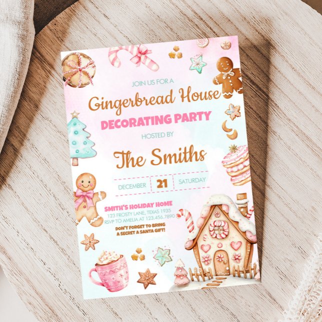 Gingerbread House Christmas Decorating Party Invitation (Christmas Gingerbread House Decorating Party Invitation)