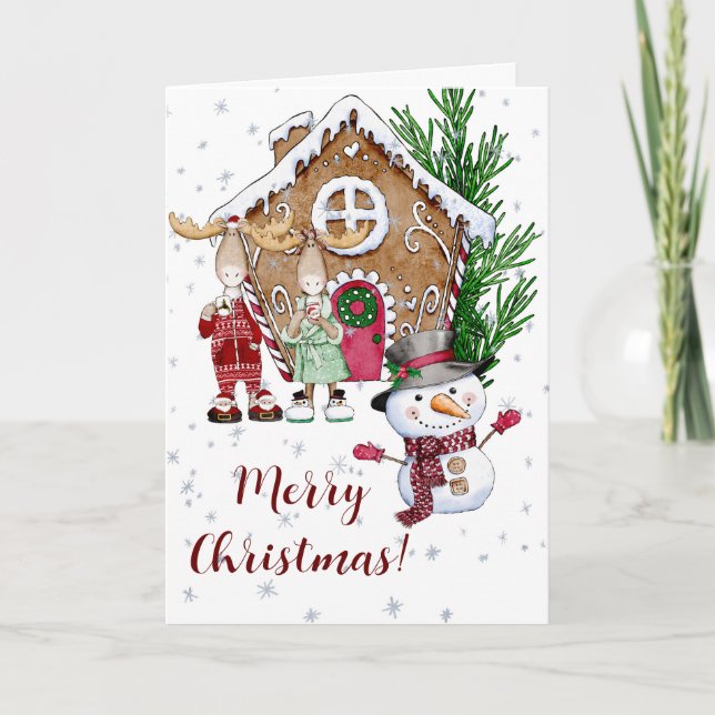 Gingerbread House Christmas Greeting Card (Front)