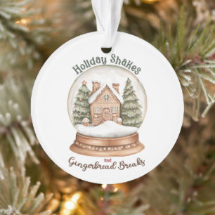 Gingerbread House Christmas Holiday Snow Globe Ornament