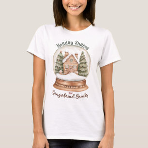 Gingerbread House Christmas Holiday Snow Globe T-Shirt