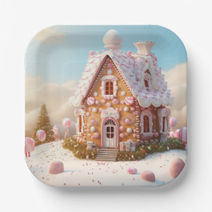Gingerbread House Christmas Paper Plate