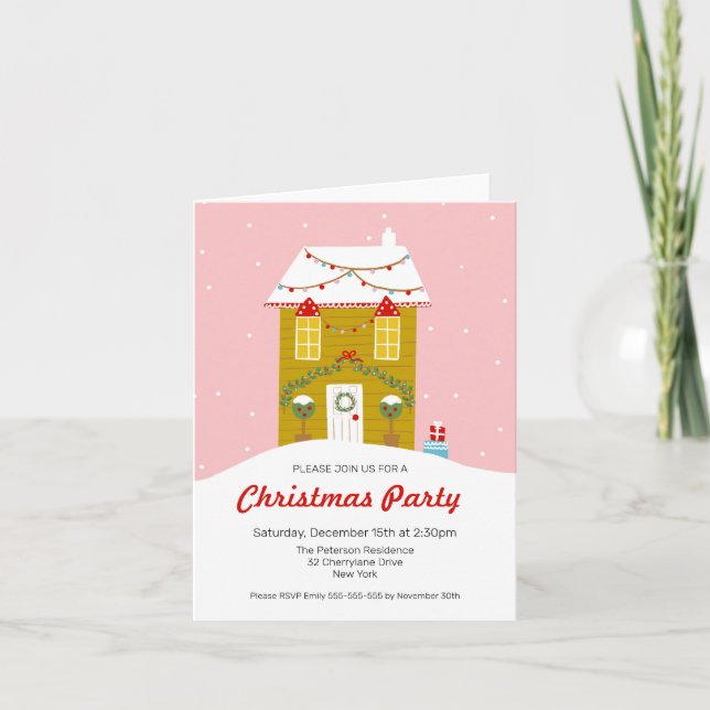 Gingerbread House Christmas Party Invitation (Front)