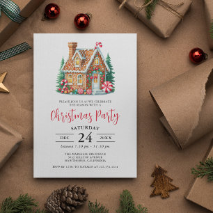 Gingerbread House Christmas Party Invitation