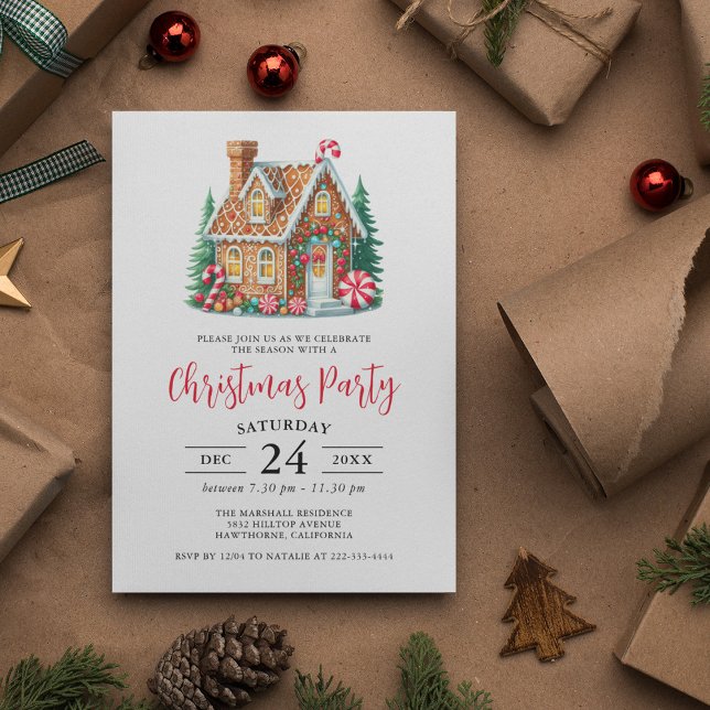 Gingerbread House Christmas Party Invitation (Creator Uploaded)