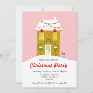Gingerbread House Christmas Party Invitation