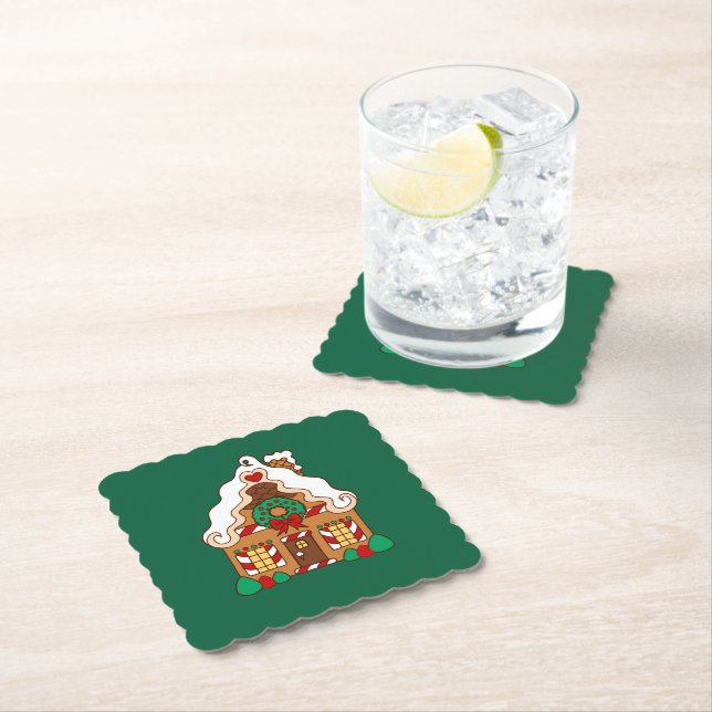Gingerbread House Christmas Party  Paper Coaster (Insitu)
