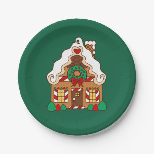 Gingerbread House Christmas Party Paper Plates