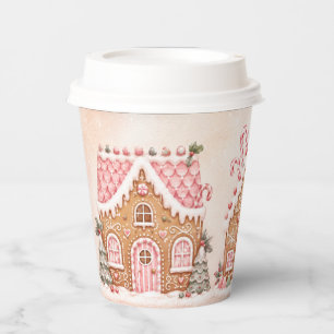 Gingerbread House Christmas Party Pink Paper Cups