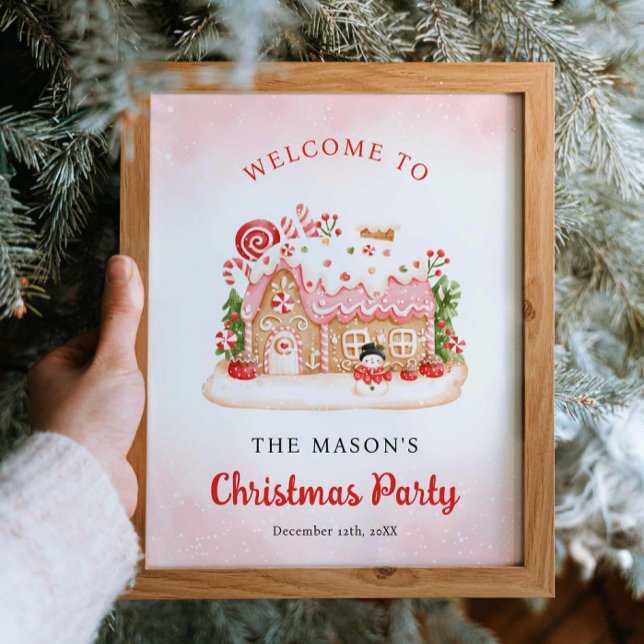 Gingerbread House Christmas Party Welcome Poster (Gingerbread Christmas Party Welcome Poster)