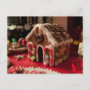 Gingerbread House Christmas Postcard