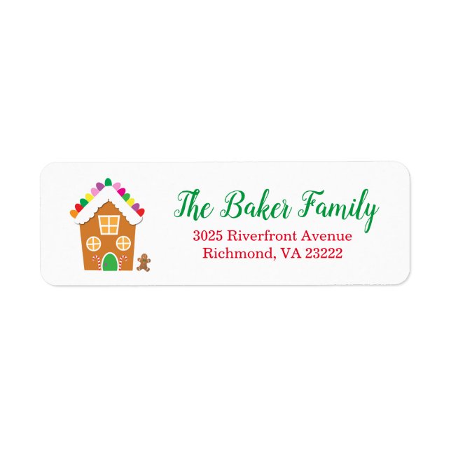 Gingerbread House Christmas Return Address (Front)