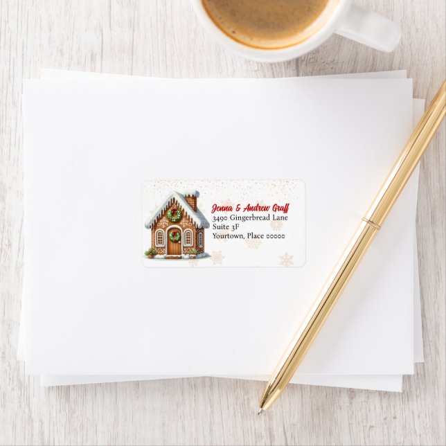 Gingerbread House Christmas Return Address Label (Insitu)