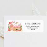Gingerbread House Christmas Return Address Label<br><div class="desc">Gingerbread House Theme Return Address Label. All lettering is editable - click the "Customise Further" button to edit. Matching items in our store Cava Party Design.</div>