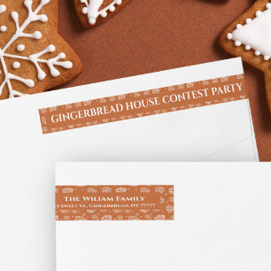 Gingerbread House Christmas Return Address Wrap Around Label