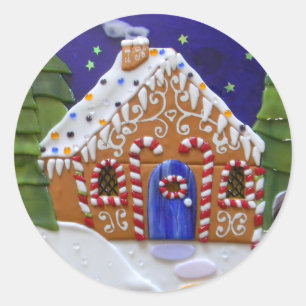 Gingerbread House Classic Round Sticker
