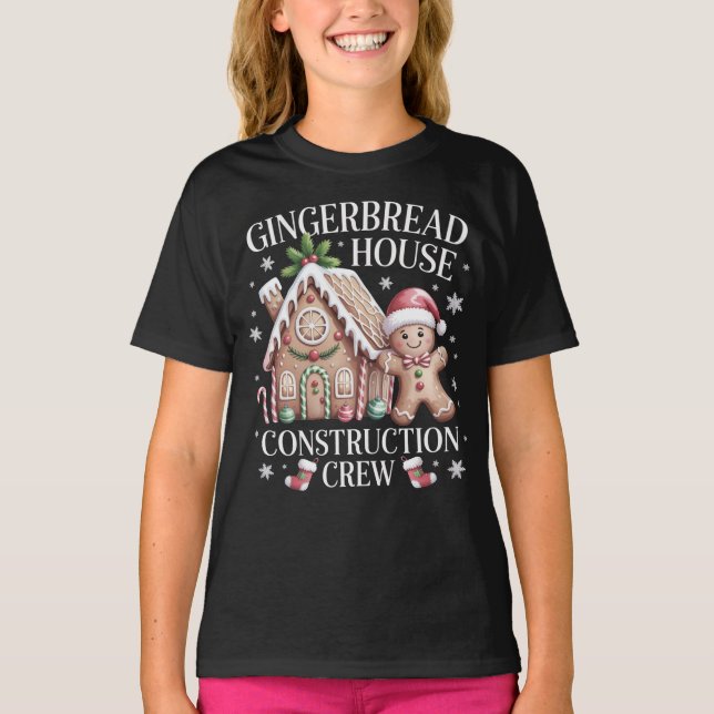 Gingerbread House Construction Crew - Christmas T-Shirt (Front)