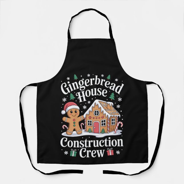 Gingerbread House Construction Crew Christmas Xmas Apron (Front)