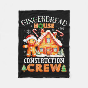 Gingerbread House Construction Crew Decorating Bak Fleece Blanket
