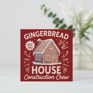 Gingerbread House Construction Crew Funny Xmas  Holiday Card