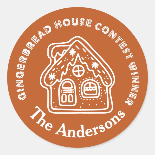 Gingerbread House Contest Winner Brown Classic Round Sticker (Front)