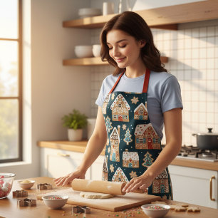 Gingerbread House Cookie Christmas Holidays Winter Apron