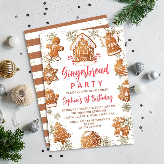 Gingerbread House Cookie Decorating Birthday Invit Invitation (Creator Uploaded)
