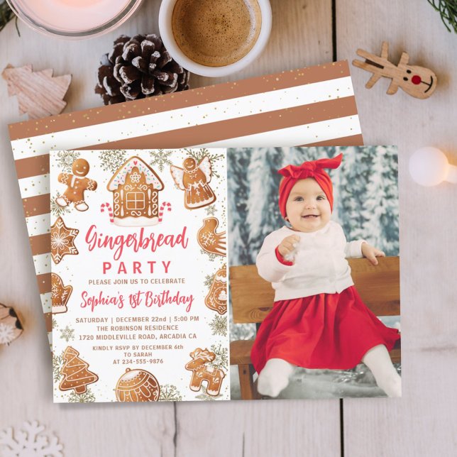 Gingerbread House Cookie Decorating Birthday Photo Invitation (Creator Uploaded)