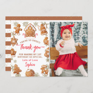 Gingerbread House Cookie Decorating Birthday Photo Thank You Card