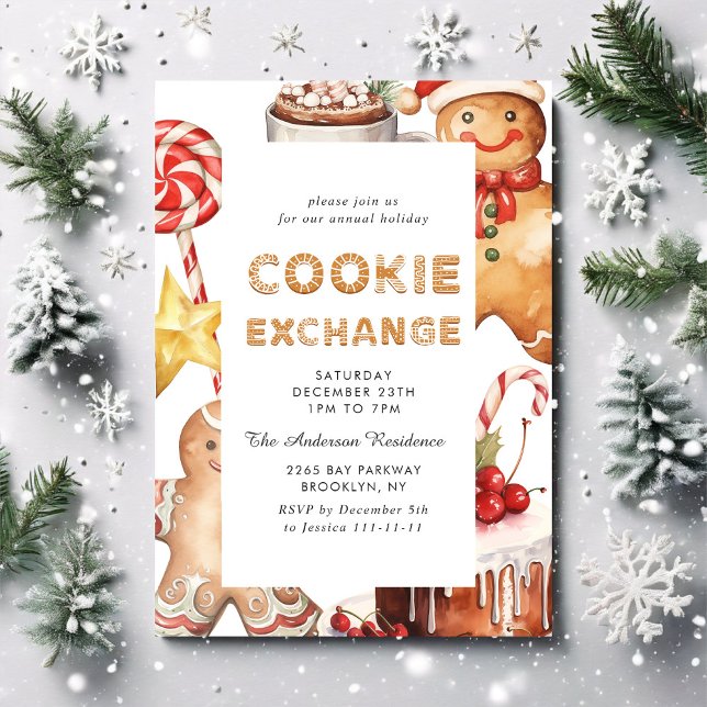 Gingerbread House Cookie Exchange Christmas Party Invitation (Creator Uploaded)