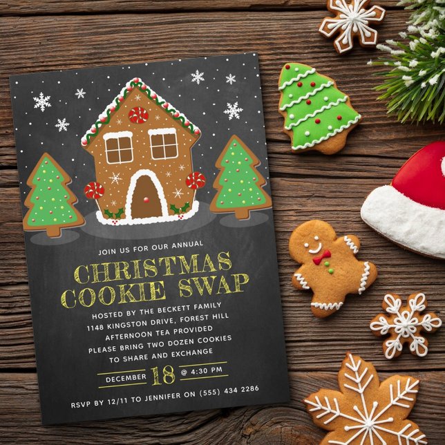 Gingerbread House Cookie Exchange Christmas Party Invitation (Creator Uploaded)
