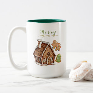 Gingerbread House, Cookies Personalised Christmas  Two-Tone Coffee Mug