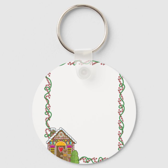 Gingerbread House Corner Key Ring (Front)