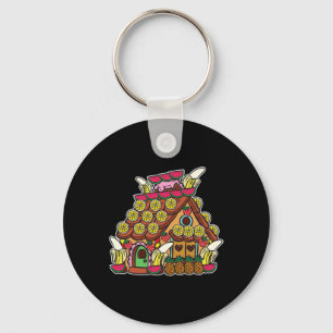 Gingerbread House Decorated With Fruits Christmas Key Ring