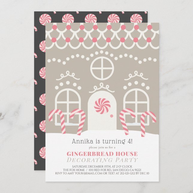 Gingerbread House Decorating Birthday Party Invitation (Front/Back)