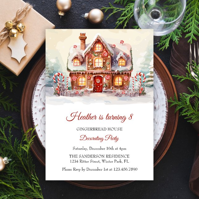 Gingerbread House Decorating Birthday Party Invitation (Creator Uploaded)