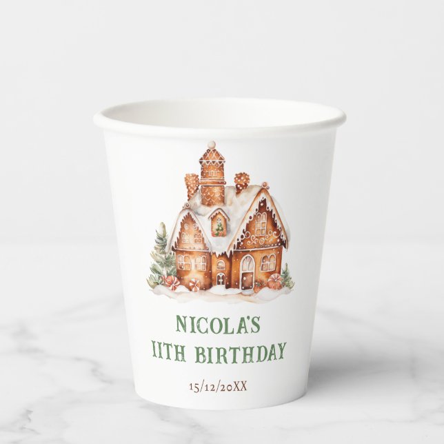 Gingerbread House Decorating Birthday Party Paper Cups (Front)