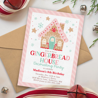 Gingerbread House Decorating Christmas Invitation