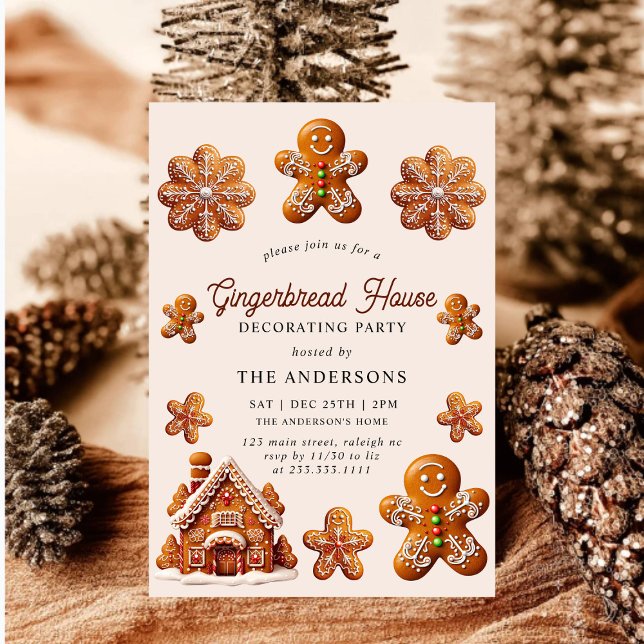 Gingerbread House Decorating Christmas Party Invitation (Creator Uploaded)