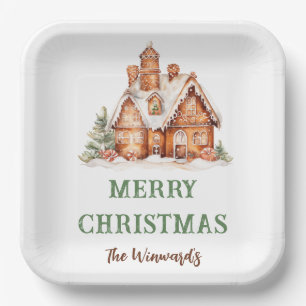 Gingerbread House Decorating Christmas Party Paper Plate