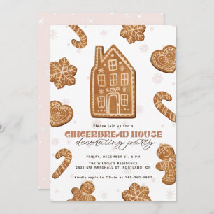 Gingerbread House Decorating Party Christmas Invitation