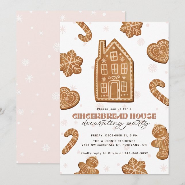 Gingerbread House Decorating Party Christmas Invitation (Front/Back)