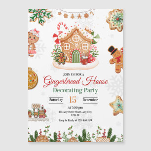 Gingerbread House Decorating Party Christmas  Magnetic Invitation