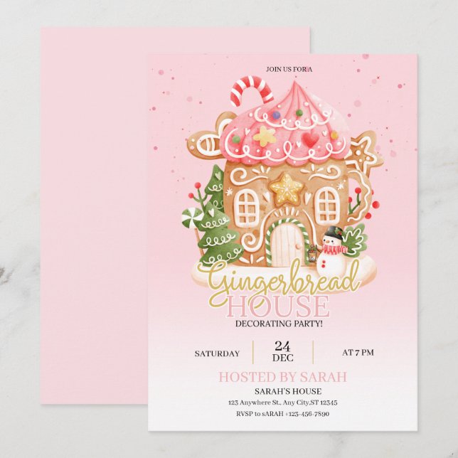 Gingerbread House Decorating Party Invitation  (Front/Back)
