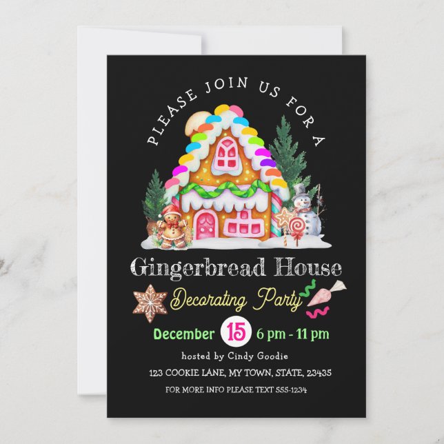 Gingerbread House Decorating Party Invitation (Front)
