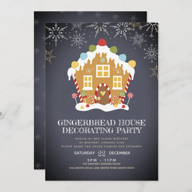 Gingerbread House Decorating Party Invitation (Front/Back)