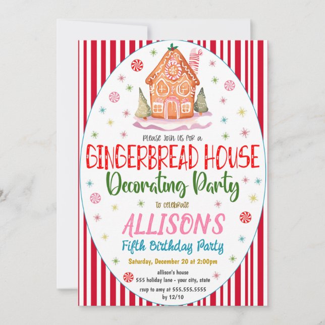 Gingerbread House Decorating Party Invitation (Front)