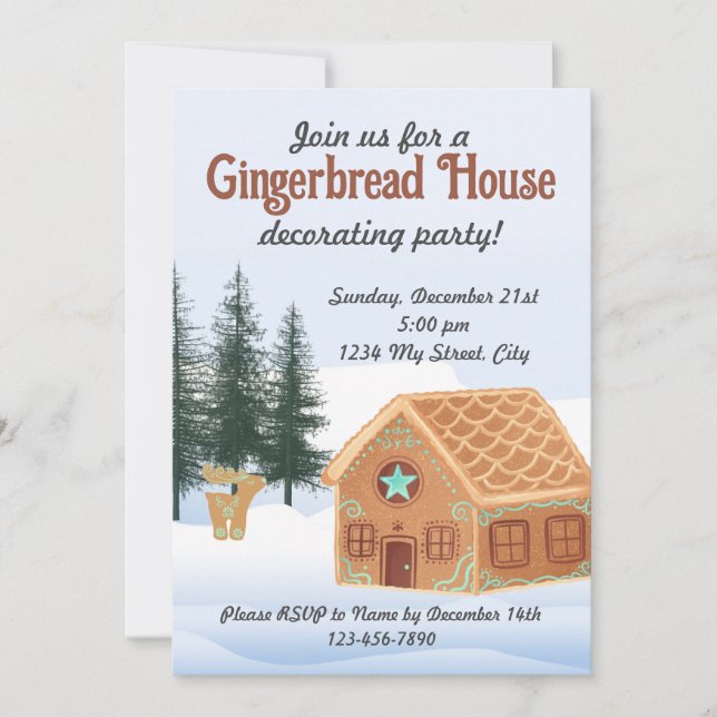 Gingerbread House Decorating Party Invitation (Front)