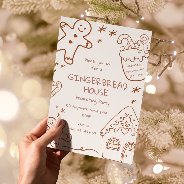 Gingerbread House Decorating Party Neutral Beige Invitation (Creator Uploaded)