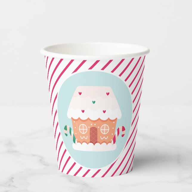 Gingerbread house decorating party paper cups (Front)