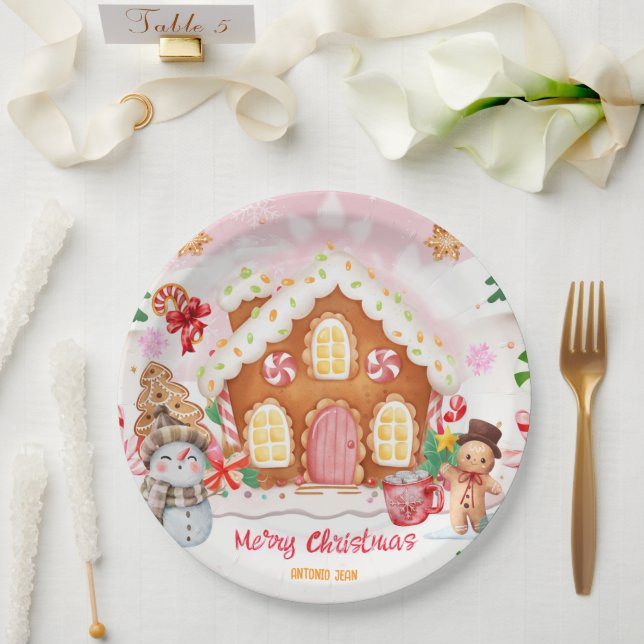 Gingerbread House Decorating Party Paper Plate (Wedding)
